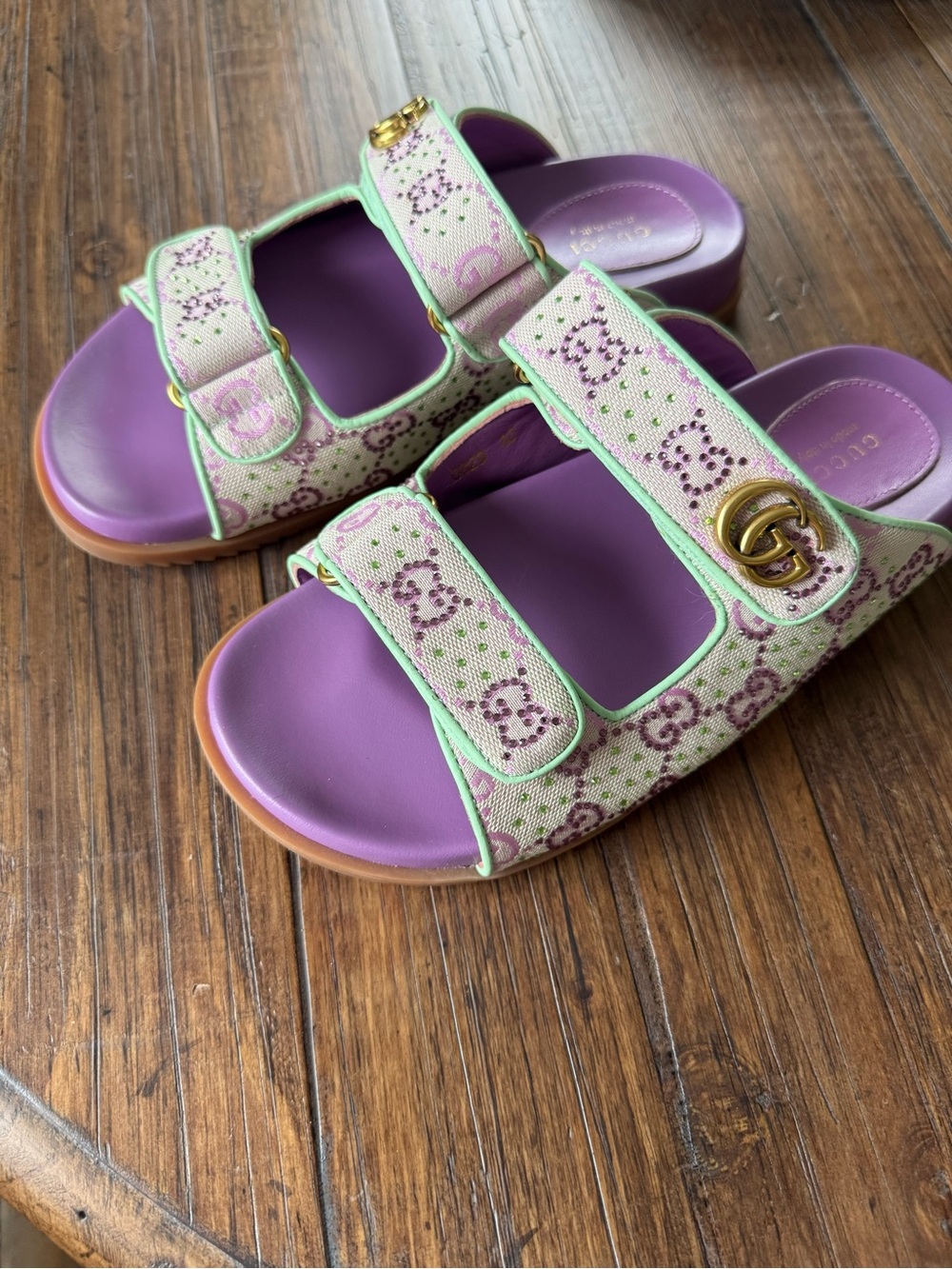 Gucci Sandals Purple and Green Crystal size 40